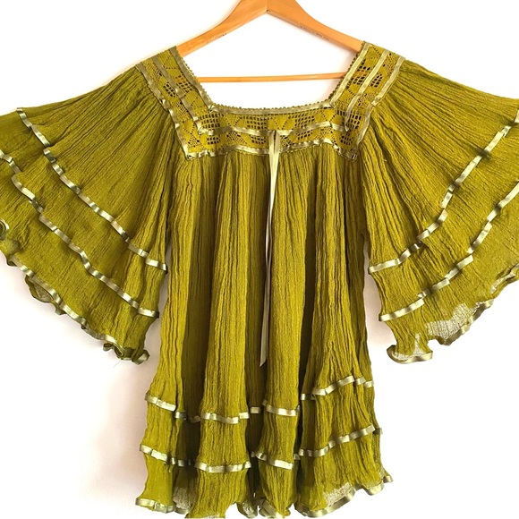 Aida Coronado Dresses & Skirts - Mexican dress Bohemian Mini Tunic Summer Blouse Angel Sleeves